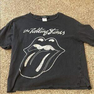 Zara Black Rolling Stones Graphic Tee Short Sleeve